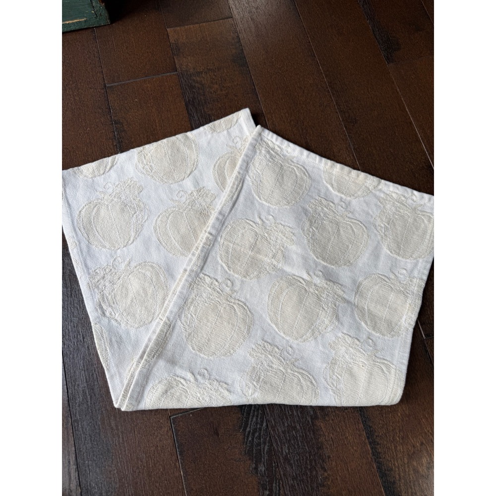 Pier 1 Imports Table Runner OS Cream Fall Pumpkin Jacquard‎ Cotton Thanksgiving